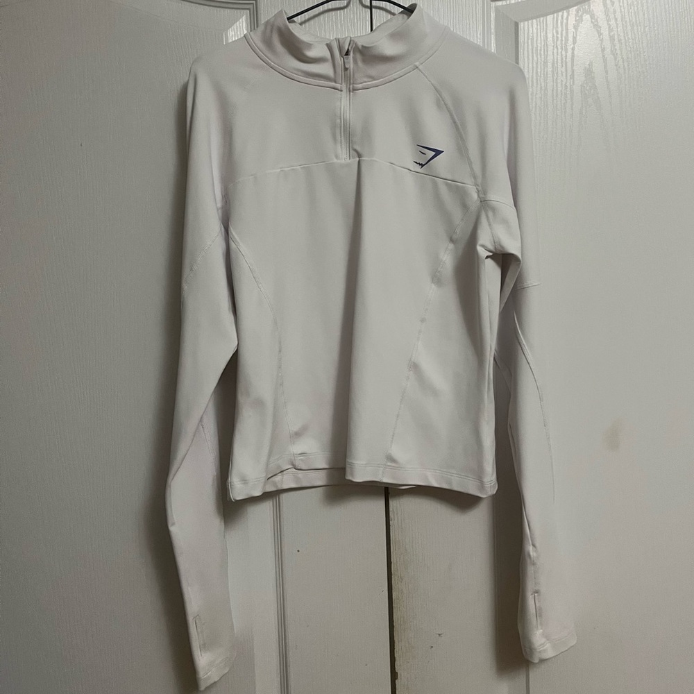 NWOT Gymshark White Cropped Quarter-Zip Long Sleeve